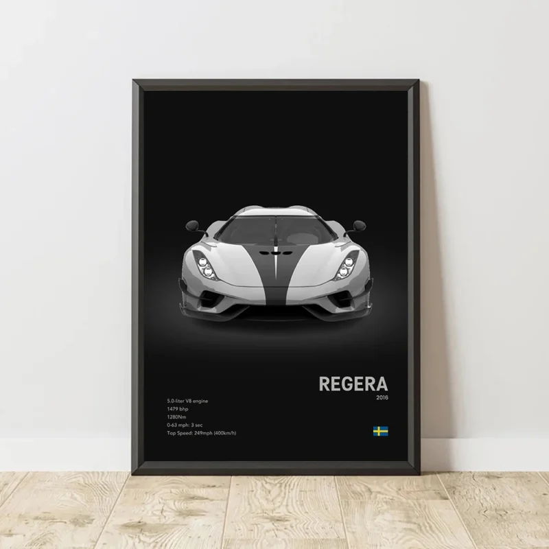 Famous Cars JESKO Canvas Wall Art Print Poster AGERA RS Decorative Mural Modern Home Decor Birthday Gift Unframed - Image 2