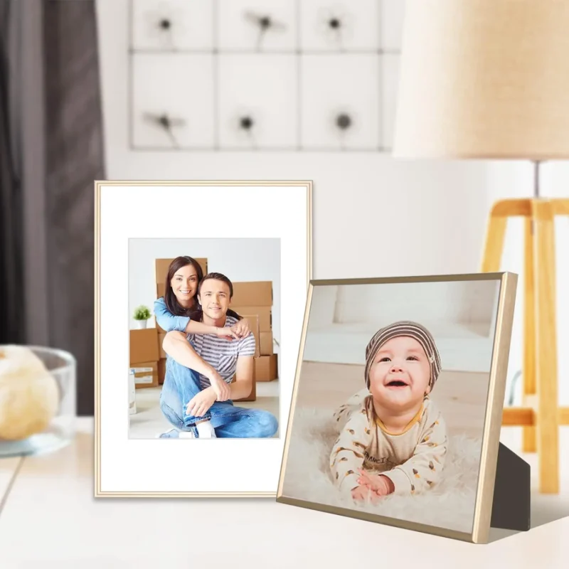 11x14 Picture Frame Set of 4, Matted Brass Simple Modern Brushed Thin Aluminum Metal Photo Frame Fits 8x10 with Mat - Image 4