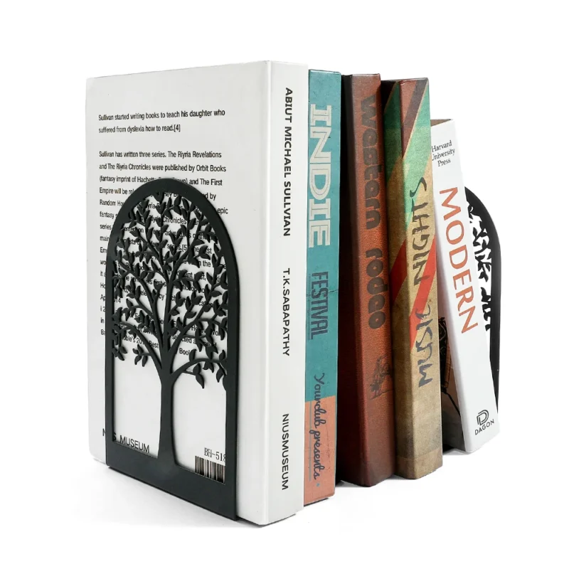 Black Tree of Life Desktop Book Ends Office Desktop Home Bookend Gift for Book Loves Office Desktop Iron Book rack - Image 6