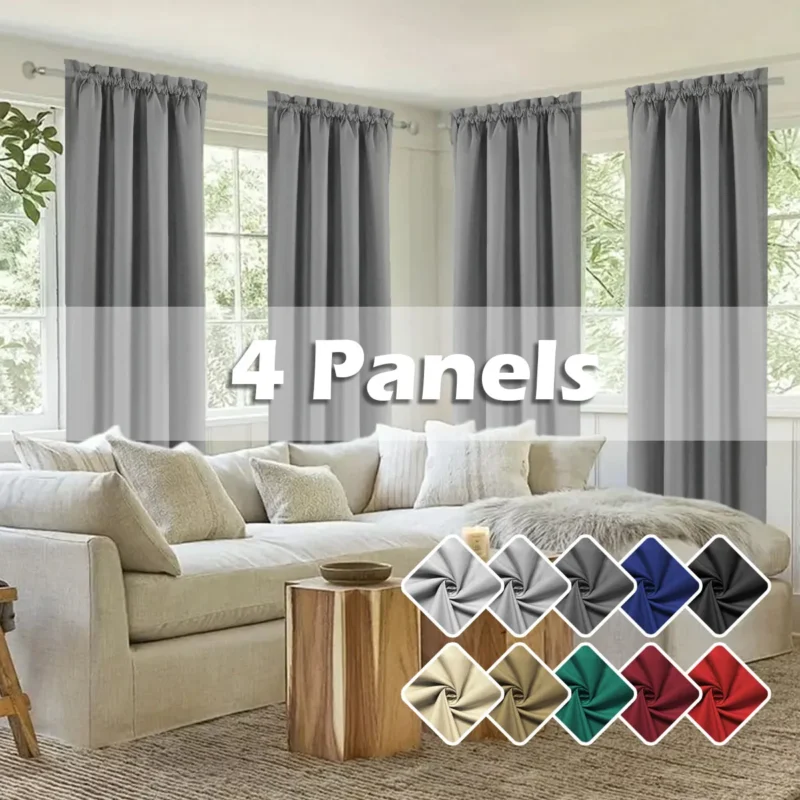 4pcs light fltering Curtains - Elegant Colour Fade-Resistant Polyester with Rod Pocket Design, Perfect for living Room, Bedroom - Image 5