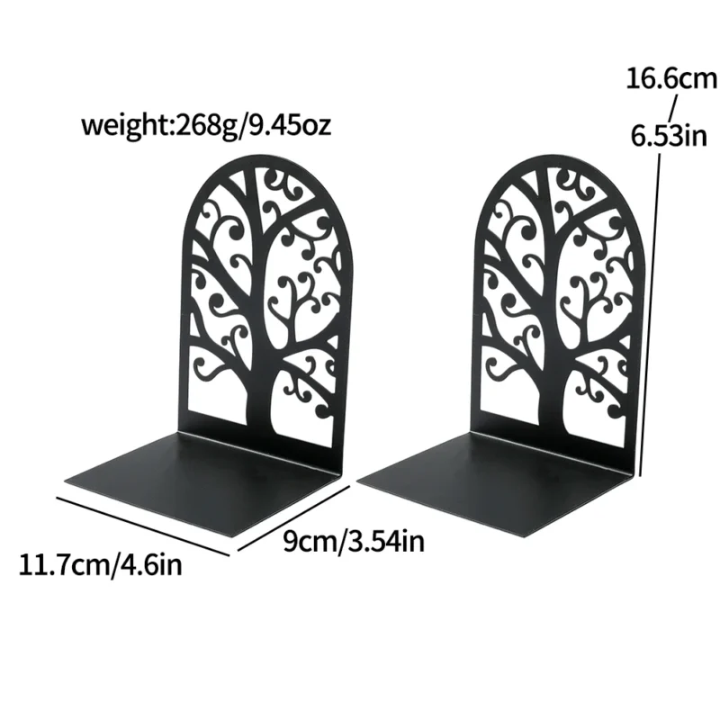 2Pc Tree of Life bookend, metal material, desktop book placement bookend, office storage ornaments and decorations - Image 6