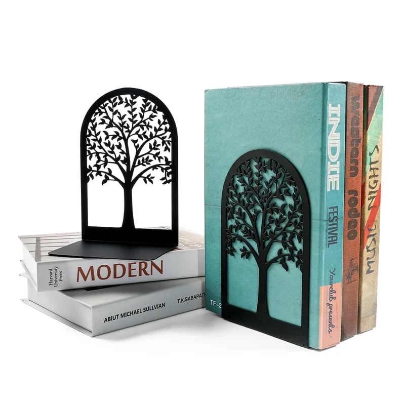 Black Tree of Life Desktop Book Ends Office Desktop Home Bookend Gift for Book Loves Office Desktop Iron Book rack - Image 5
