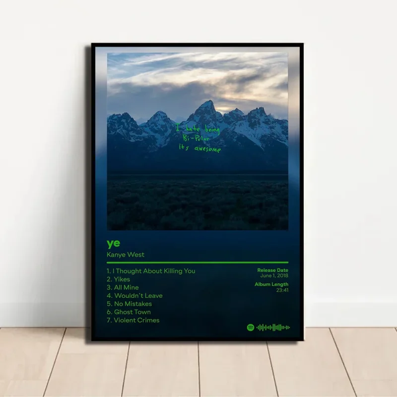 Rap Singer Kanye West Art Poster, Pop Music Album Cover High-definition Printed Canvas Painting, Home Wall Decoration, Frameless - Image 4