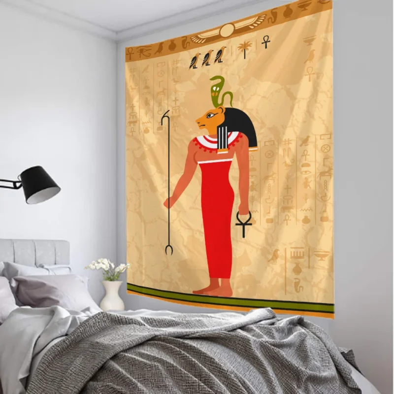 Figure art tapestry, Egyptian ancient rune art wall hanging fabric, bedroom aesthetic home decoration, party background fabric - Image 6