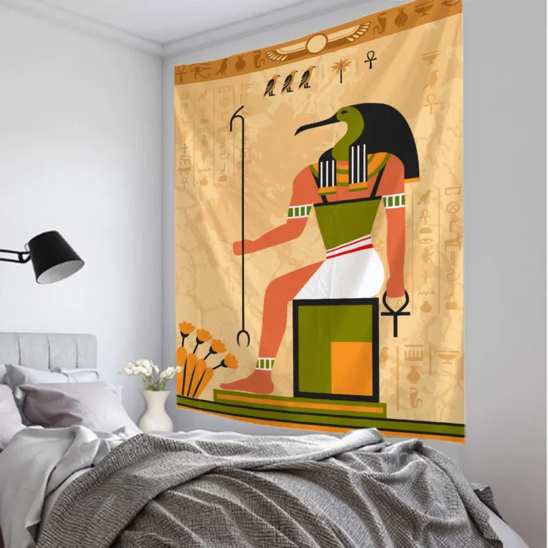 Figure art tapestry, Egyptian ancient rune art wall hanging fabric, bedroom aesthetic home decoration, party background fabric - Image 3