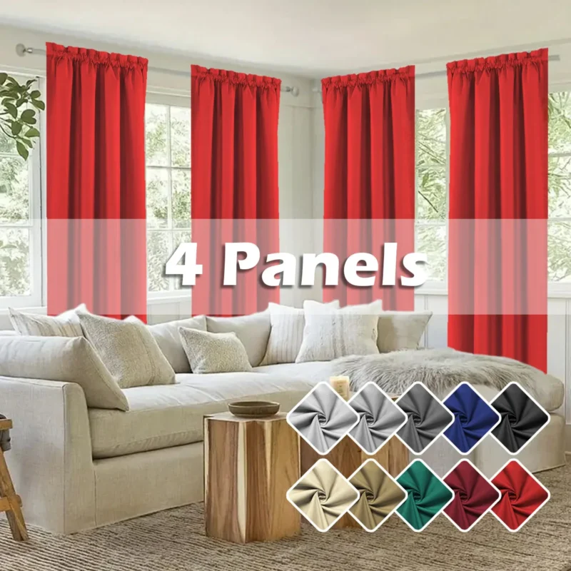4pcs light fltering Curtains - Elegant Colour Fade-Resistant Polyester with Rod Pocket Design, Perfect for living Room, Bedroom - Image 3