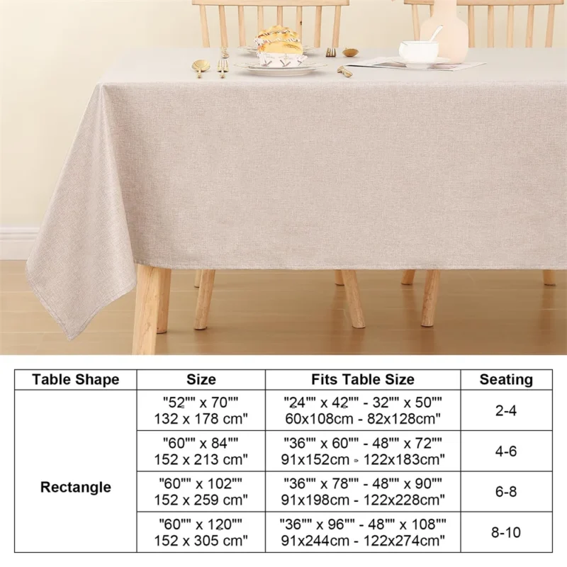 Olanly Rectangle Tablecloth Faux Linen Table Cloth Waterproof Wipeable Fabric Tablecloth Washable Table Cover For Kitchen Dining - Image 6