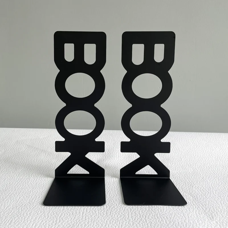 2Pcs Book Word Book Rack Heavy Duty Metal Bookend Office Desktop Home Office supplies Bookshelf for Book Lovers Book Ends - Image 2