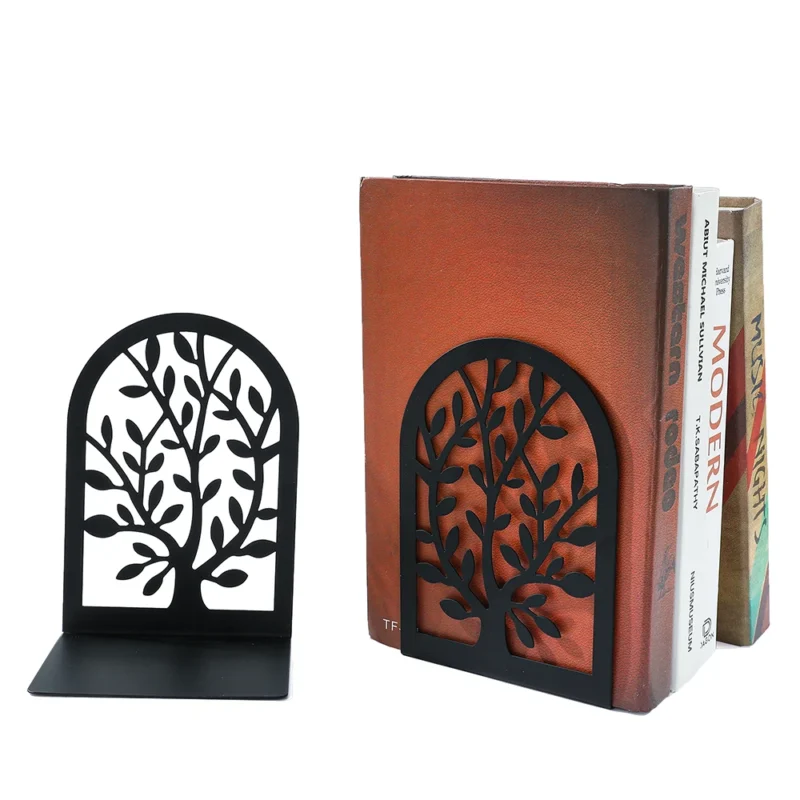 2Pc Tree of Life bookend, metal material, desktop book placement bookend, office storage ornaments and decorations - Image 2