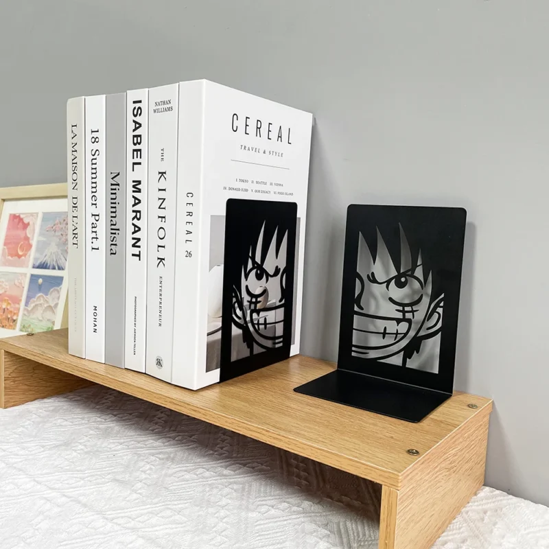 2pcs Anime One Piece Luffy Book Ends, Non-Slip Metal Book Ends Office Bookends for Fans Collection Organise Desktop Bookends - Image 2