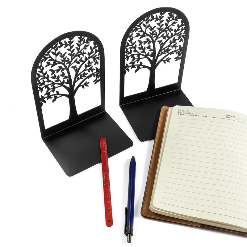 Black Tree of Life Desktop Book Ends Office Desktop Home Bookend Gift for Book Loves Office Desktop Iron Book rack - Image 3