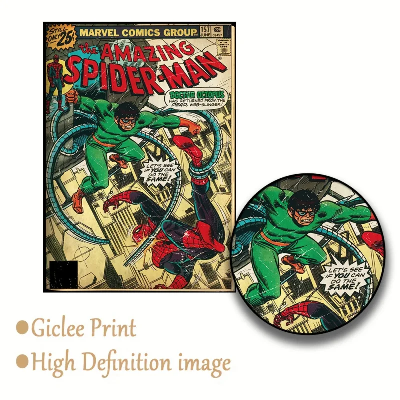 Retro Marvel Super Hero Decorative Painting Anime Spider Man Art Poster American Film Mural Home Childrens Room Wall Decor Print - Image 5