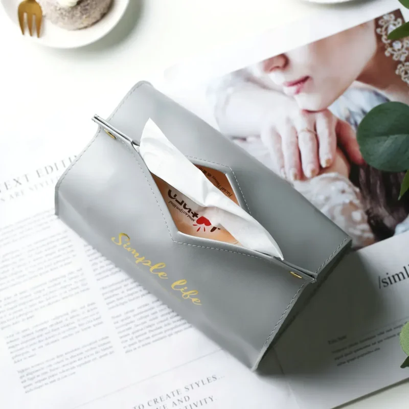 PU Leather Foldable Paper Holder Nodic Tissue Case Table Decor Napkin Dispenser Hand Towel Bag Kitchen Toilet Paper Box - Image 6