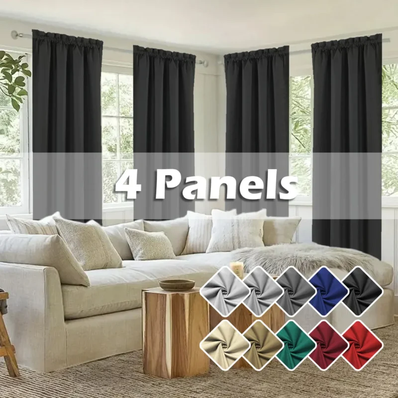 4pcs light fltering Curtains - Elegant Colour Fade-Resistant Polyester with Rod Pocket Design, Perfect for living Room, Bedroom - Image 6