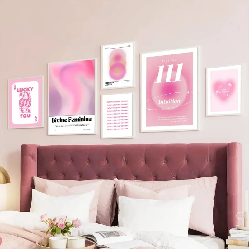 Pink Angel Number Poster And Prints Flower Maket Exhibition Gallery Wall Art Canvas Painting Pictures For Living Room Decor - Image 2