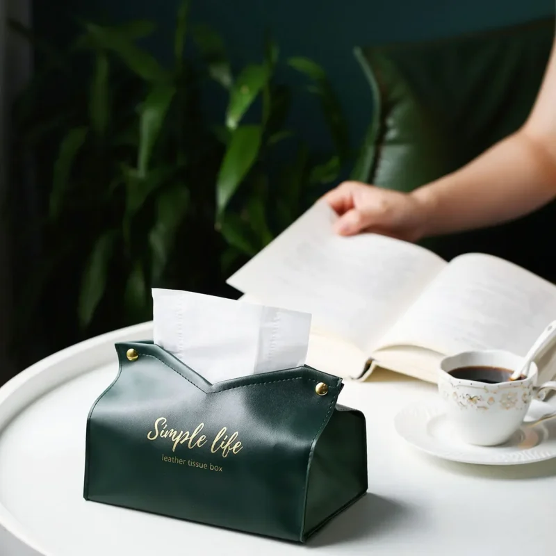 PU Leather Foldable Paper Holder Nodic Tissue Case Table Decor Napkin Dispenser Hand Towel Bag Kitchen Toilet Paper Box - Image 3