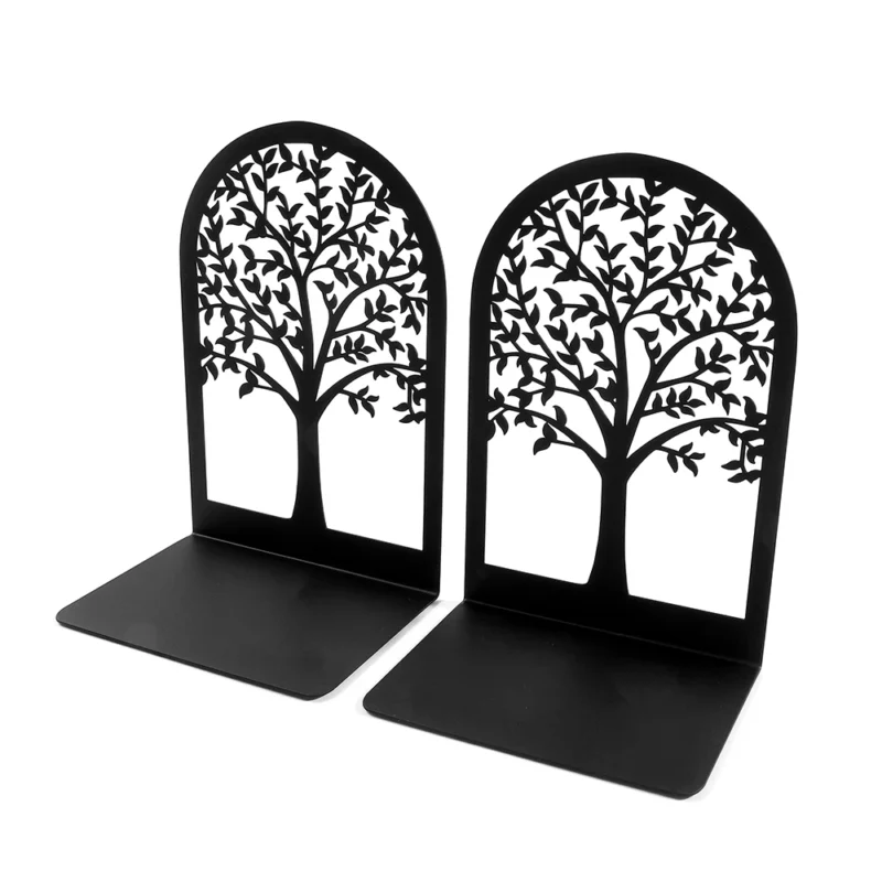 Black Tree of Life Desktop Book Ends Office Desktop Home Bookend Gift for Book Loves Office Desktop Iron Book rack - Image 2