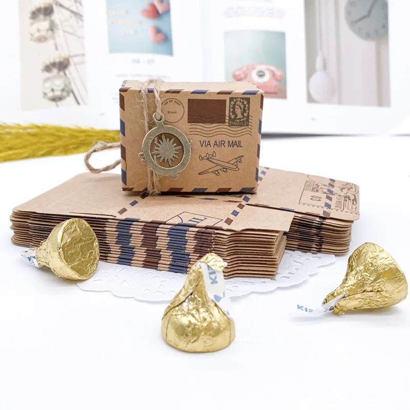 25 pcs Event Souvenirs Boxes Kraft Travel Theme Air Mail Wedding Favor Gift Box Candy Pack Festive Party Supplies caja de regalo - Image 6