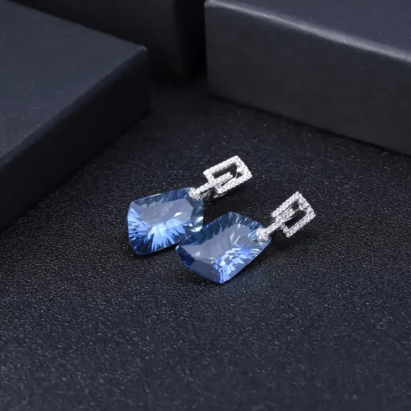 GEM'S BALLET 63.59Ct 925 Sterling Silver Necklace Earrings Ring Set Natural Iolite Blue Mystic Quartz Jewelry Set For Women - Image 4