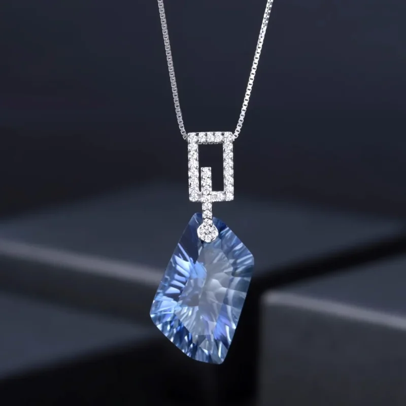 GEM'S BALLET 63.59Ct 925 Sterling Silver Necklace Earrings Ring Set Natural Iolite Blue Mystic Quartz Jewelry Set For Women - Image 3