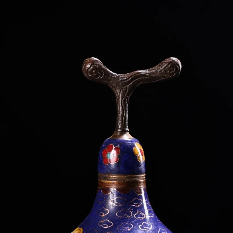 12"Tibetan Temple Collection Old Bronze Cloisonne Enamel Crane Phoenix Pattern Calabash Town house Gourd Amass wealth Ornaments - Image 2