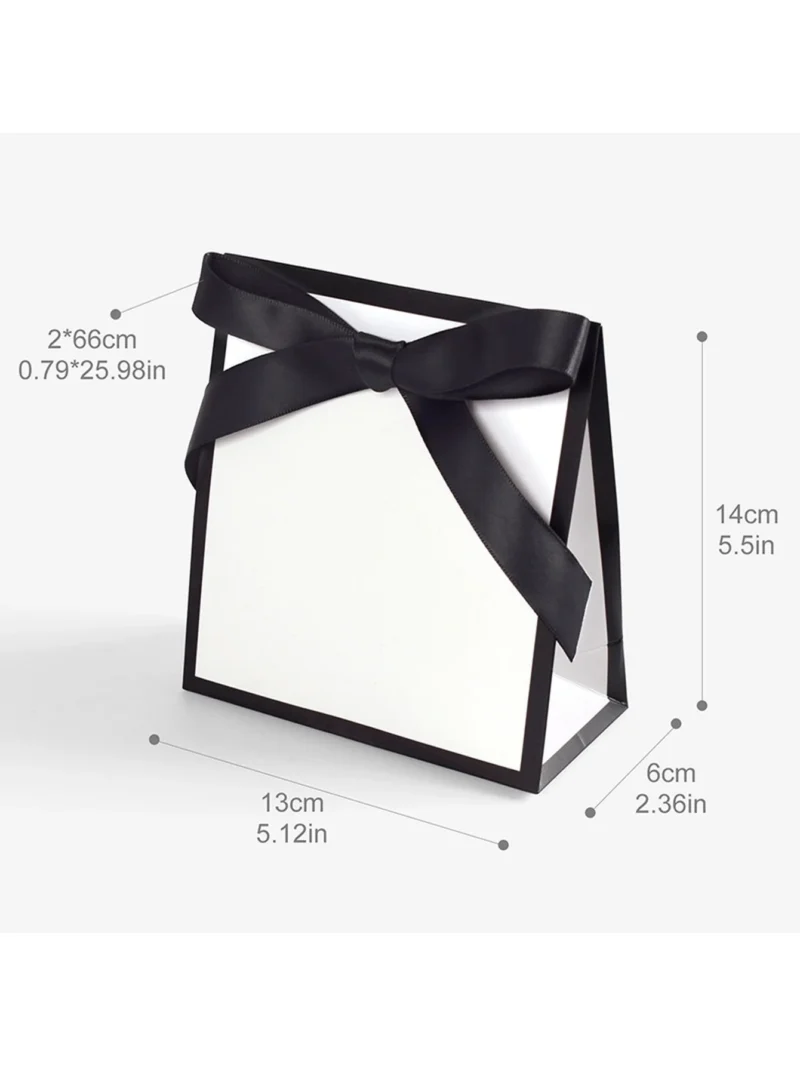 10pcs, Simple Black And White Bow Clutch Bag Spot Tie Silky Scarf Mini Gift Tote Bag Gift Packaging Bags - Image 4
