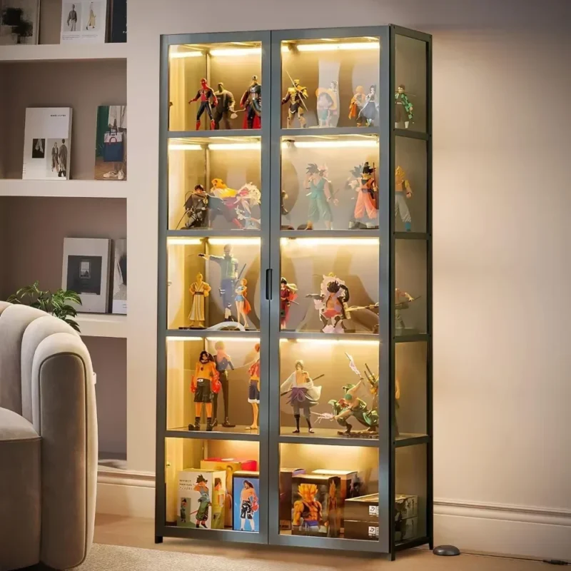 5-Tier Display Cabinet with Acrylic Glass Door, Collectibles Toy Organizers Rack & Storage Shelves, Display Cabinet - Image 6