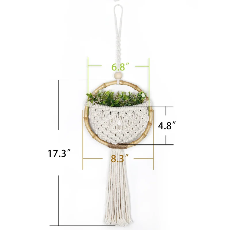 Macrame Wall Hanging Nordic Ins Door Wall Decoration Home Background Round Wall Tapestry Woven Flower Pot Dorm Room Decor - Image 6