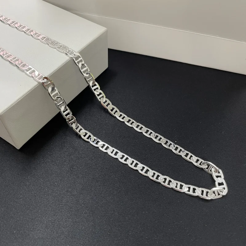 45-60CM 925 Sterling Silver 6MM Men's Necklace Bracelet Set 18K Gold Plating Luxury Quality Jewelry Wholesale Accessories - Image 5