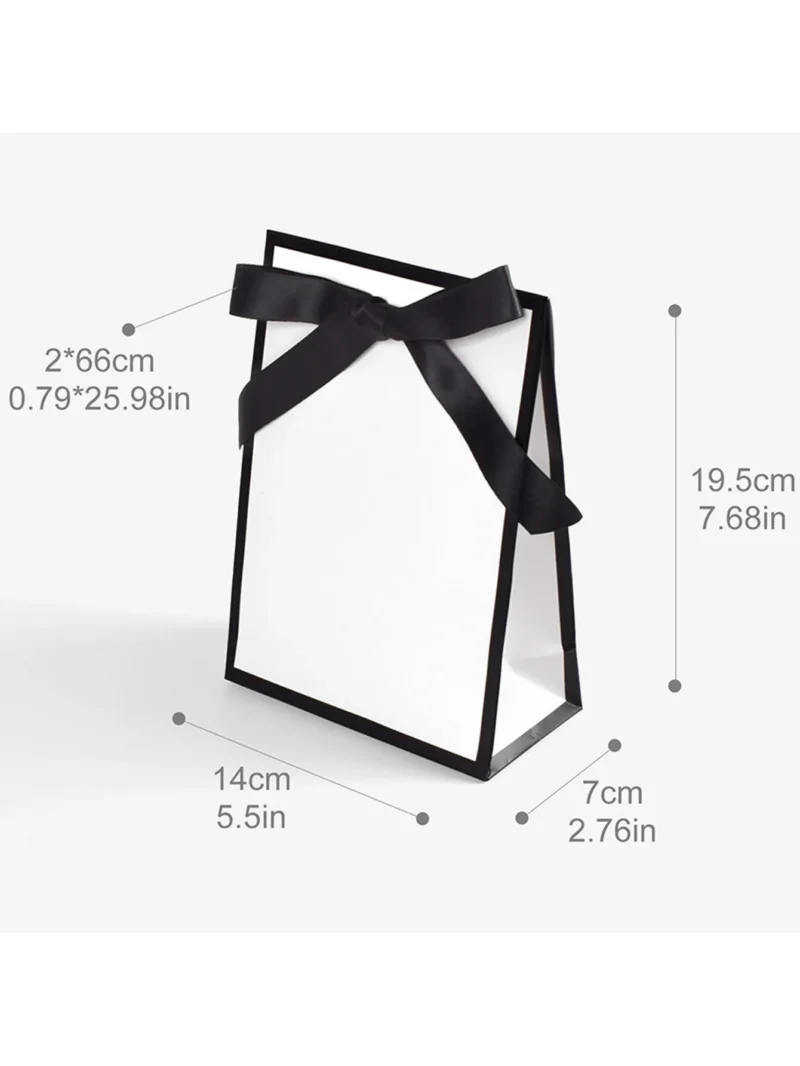 10pcs, Simple Black And White Bow Clutch Bag Spot Tie Silky Scarf Mini Gift Tote Bag Gift Packaging Bags - Image 6