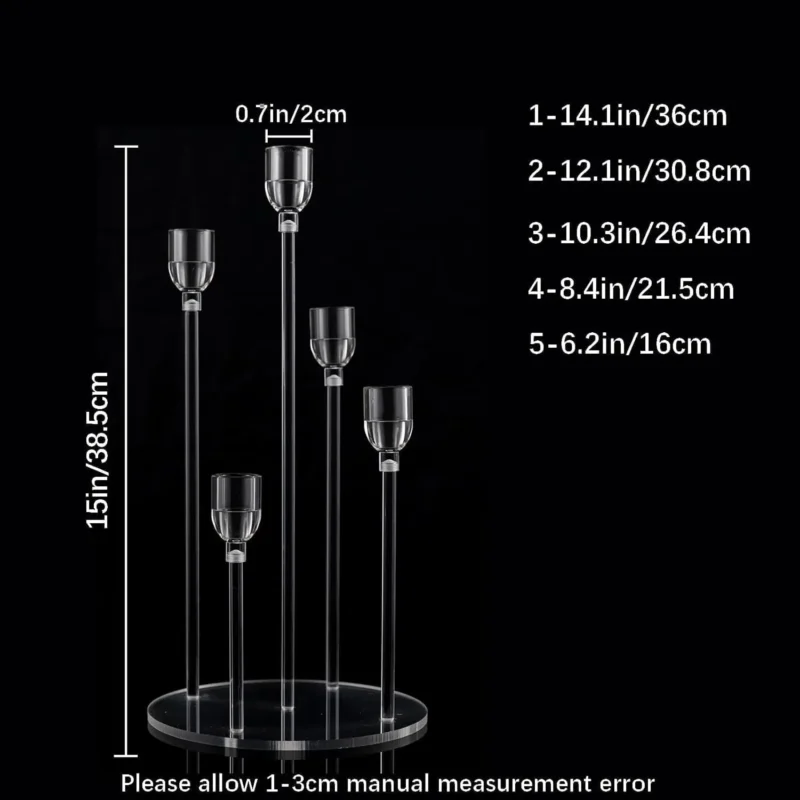 10Pcs Clear Candle Holder for Wedding Table Centerpiece 5 Arm Acrylic Candelabra Crystal Candlestick Holder for Living Room - Image 4