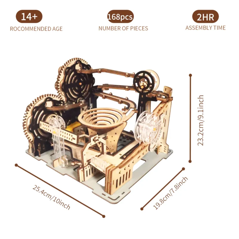 Electric 3D Wooden Puzzles Marble Run Model Kits Brain Teaser Puzzle DIY handmade Christmas gift(Without battery) - Image 2