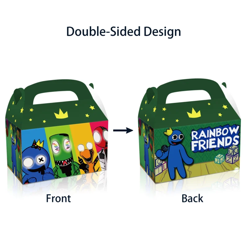 12pcs Rainbow Friends Paper Gift Box for Returns Birthday Party Decorations Candy Gift Bags Classroom Rewards Prizes - Image 2