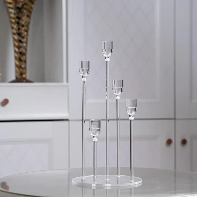 10Pcs Clear Candle Holder for Wedding Table Centerpiece 5 Arm Acrylic Candelabra Crystal Candlestick Holder for Living Room - Image 2