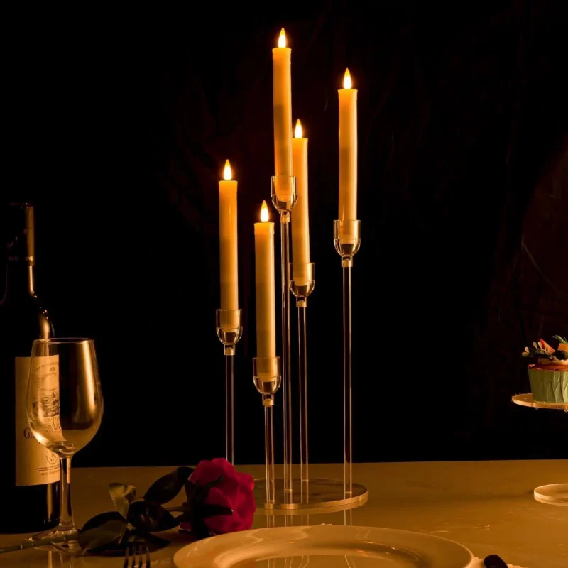 10Pcs Clear Candle Holder for Wedding Table Centerpiece 5 Arm Acrylic Candelabra Crystal Candlestick Holder for Living Room - Image 3