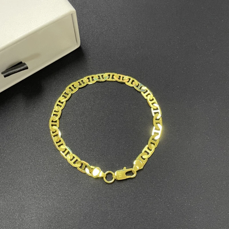 45-60CM 925 Sterling Silver 6MM Men's Necklace Bracelet Set 18K Gold Plating Luxury Quality Jewelry Wholesale Accessories - Image 4