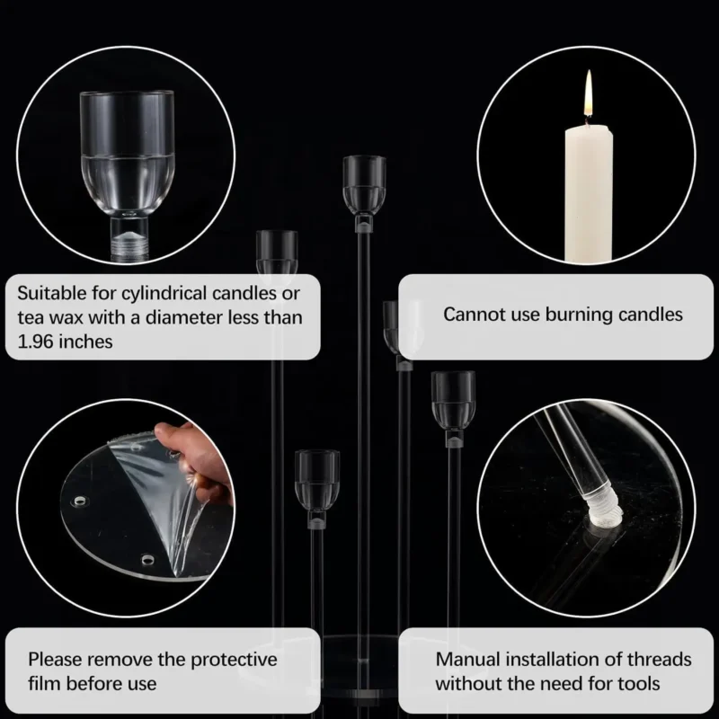 10Pcs Clear Candle Holder for Wedding Table Centerpiece 5 Arm Acrylic Candelabra Crystal Candlestick Holder for Living Room - Image 5