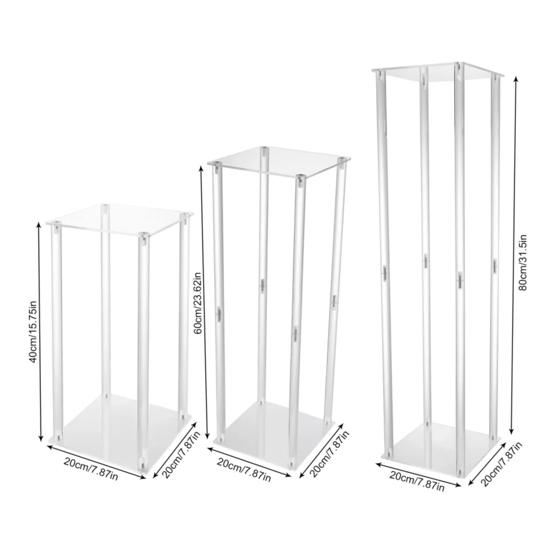 Acrylic Vase Wedding Centrepieces, 3 PCS Clear Column Flower Display Stand, Geometric Display Stand for Home Decor 40/60/80cm - Image 4