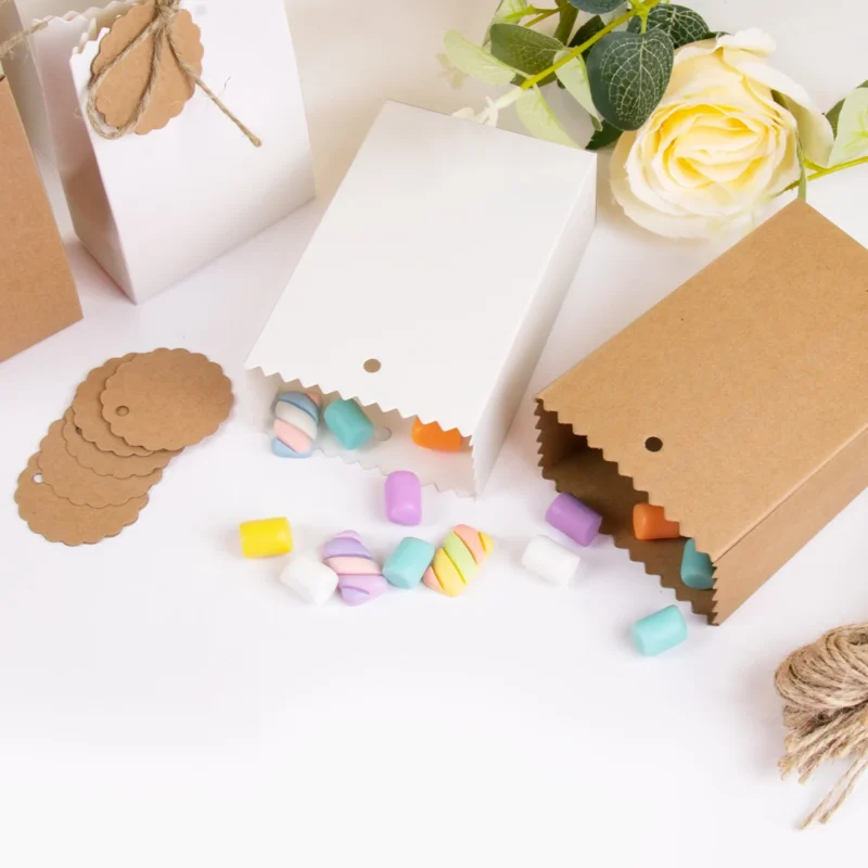 10/20/30pcs Retro Kraft Paper DIY Gift Bag White Brown Cookie Wedding Favor Candy Box Food Packaging Bag With Rope Birthday Deco - Image 5