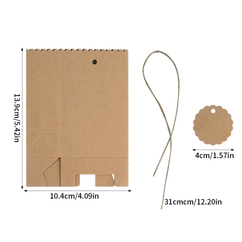 10/20/30pcs Retro Kraft Paper DIY Gift Bag White Brown Cookie Wedding Favor Candy Box Food Packaging Bag With Rope Birthday Deco - Image 3