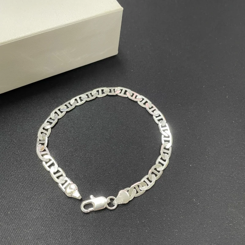 45-60CM 925 Sterling Silver 6MM Men's Necklace Bracelet Set 18K Gold Plating Luxury Quality Jewelry Wholesale Accessories - Image 3